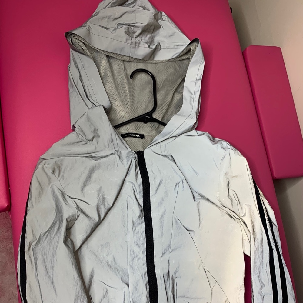 Cropped holographic Jacket